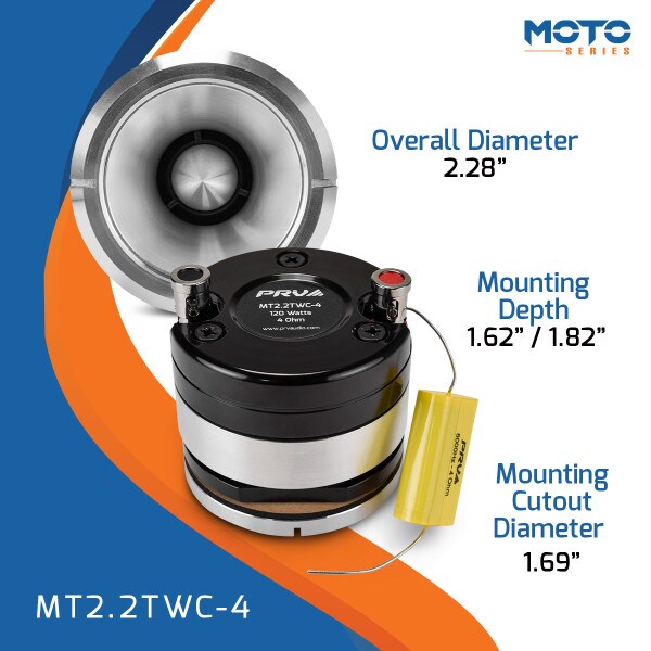 Main product image for PRV Audio MT2.2TWC-4 Moto Series 2.25" Short Horn Chrome Tweeter 4 Ohm267-8050